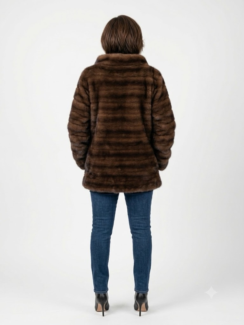 Vintage Anne Dee Goldin Brown Mink Fur Pullover Jacket | Funnel Neck Size M/L - Picture 2 of 13